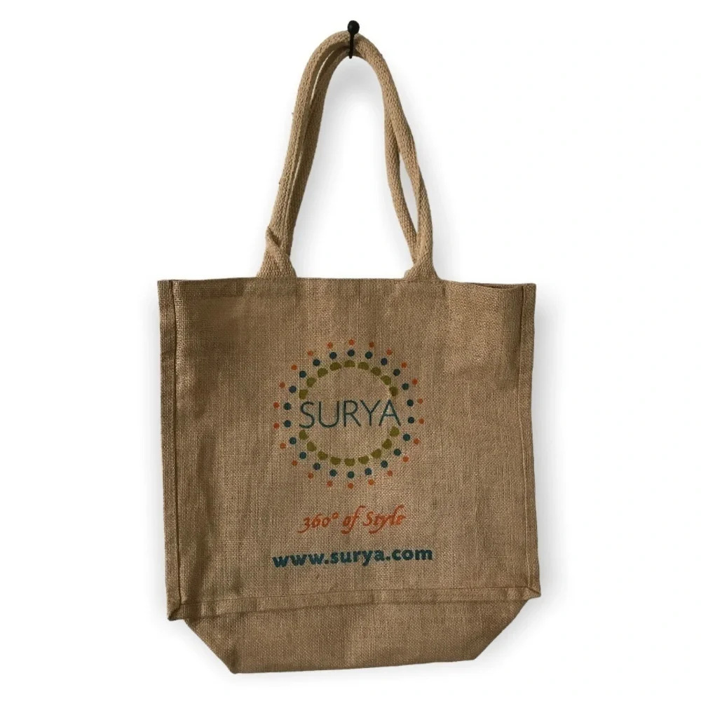 Surya burlap tote bag